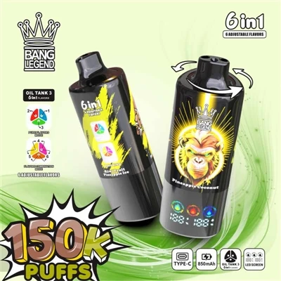 BANG LEGEND 150K Puffs 6-in-1: إعادة تعريف السعة والنكهة ومعايير الأداء للسجا...
