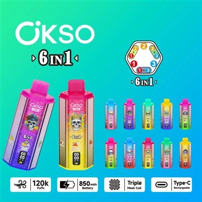 OKSO 120000 6in1: تحليل شامل للسجائر-الستة الراقية-في-واحدة من السجائر الإلكت...