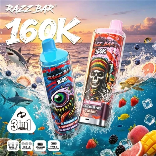 Razz Bar 160K Puff: يجمع بين النكهات المتعددة، وعمر البطارية الطويل، والميزات...